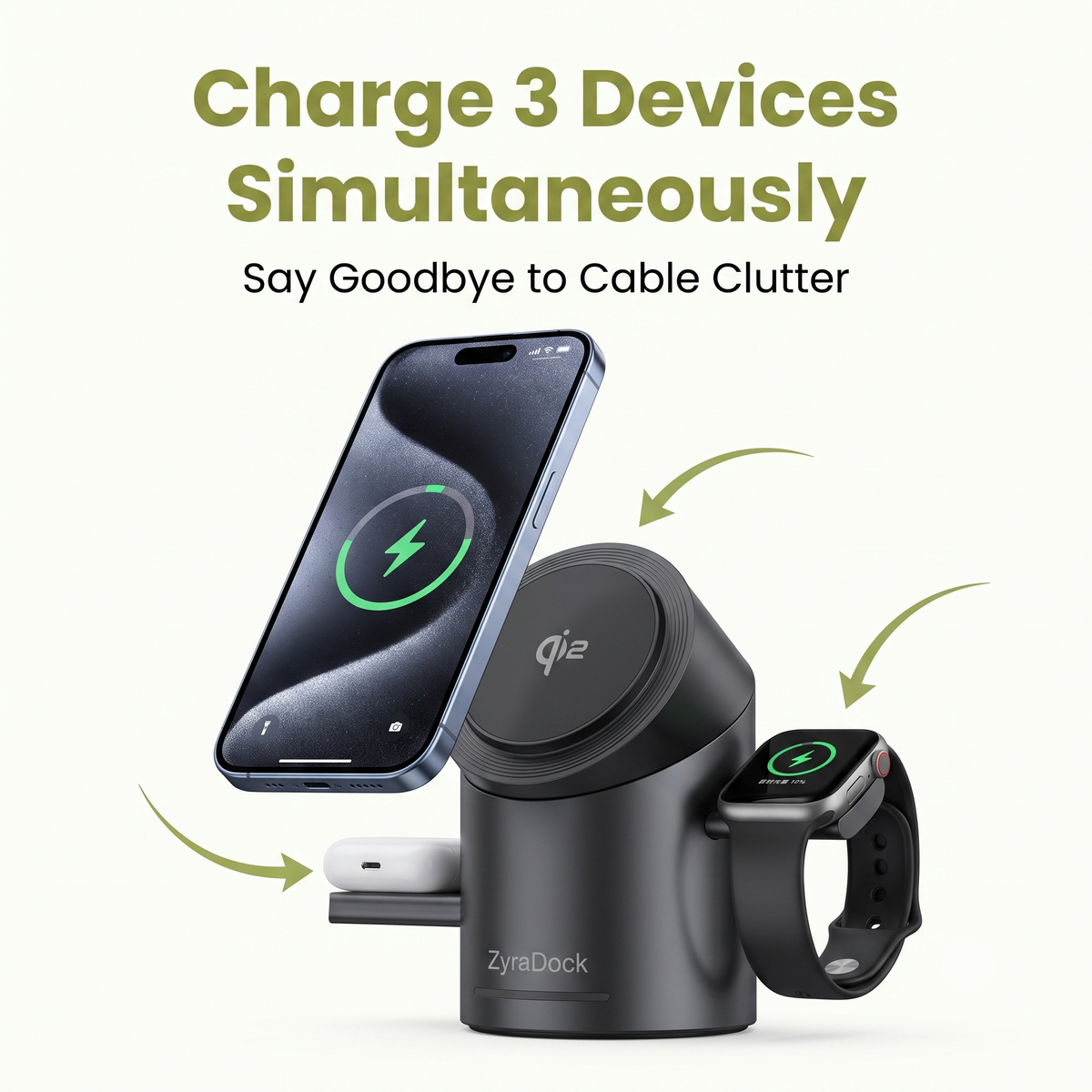 ZyraDock™ Smart 3-in-1 Qi2 Station